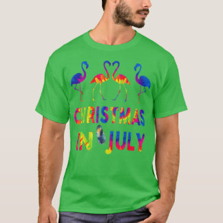 7月の夏のFlaでクリスマスが大好きな女の子 Tシャツ