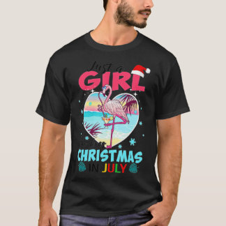 7月の夏のFlaでクリスマスが大好きな女の子 Tシャツ