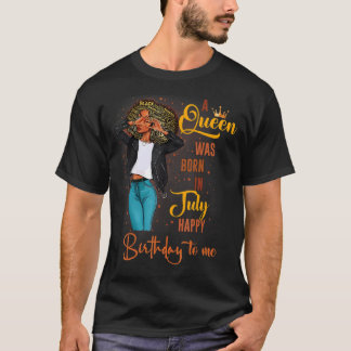 7月の女の子のハッピーバースデー私に贈り物のために黒いWome Tシャツ