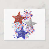 7月の女の子4th女性赤白青スターアメリカ エンクロージャーカード (正面)