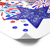 7月の女の子4th女性赤白青スターアメリカ ポスター (角)