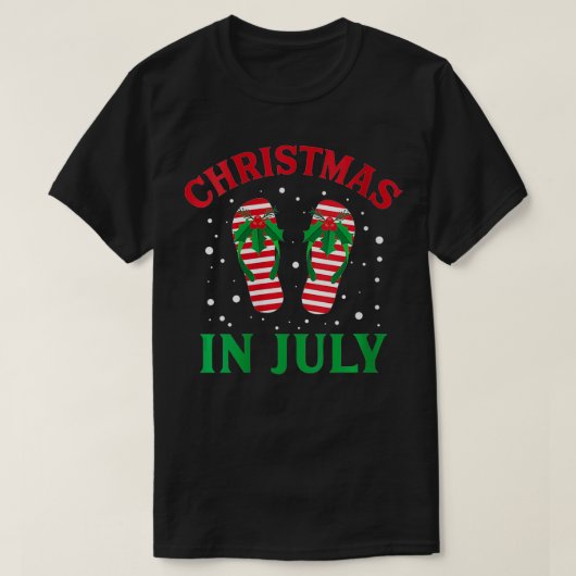 7月の女性のクリスマスのフリップフロップファンシービーチス Tシャツ (デザイン正面)