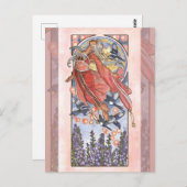 7月の女性アールヌーボー誕生石シリーズ ポストカード (正面/裏面)