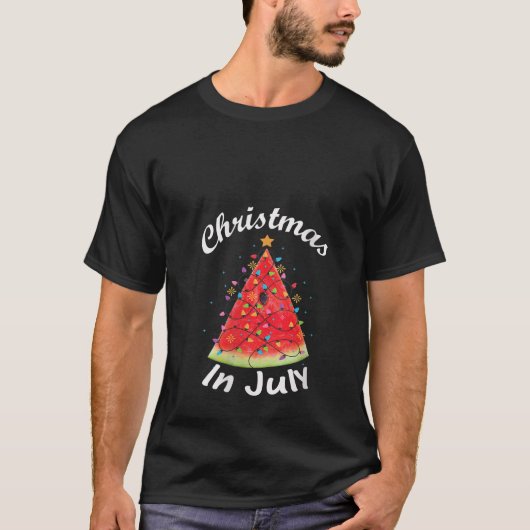 7月の女性クリスマスサマーデザインメロンクリス Tシャツ (正面)