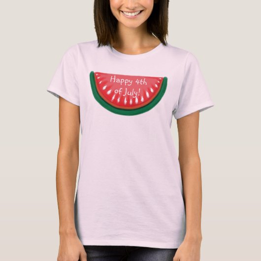 7月の女性スイカのタンクトップの幸せな第4 Tシャツ (正面)