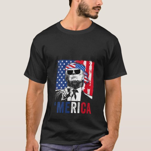 7月の女性メリカ4日アメリカ国旗の愛国心 Tシャツ (正面)