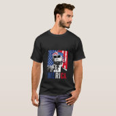 7月の女性メリカ4日アメリカ国旗の愛国心 Tシャツ (正面フル)