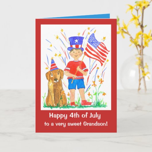 7月の孫のカスタムの幸せな第4 カード (黄色い花)