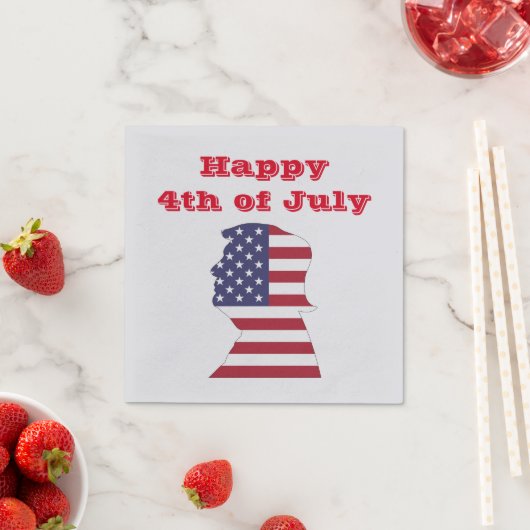 7月の幸い4日、トランプ大統領の旗のシルエット スタンダードカクテルナプキン (インサイチュ)