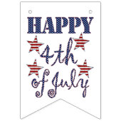 7月の幸せな4つ星とストライプの赤白青 バンティングフラッグ (第2の旗)