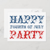7月の幸せな4日のパーティーカード独立記念日 インビテーションポストカード (正面/裏面)