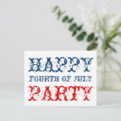 7月の幸せな4日のパーティーカード独立記念日 インビテーションポストカード (スタンド正面)
