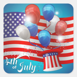 7月の幸せな4日の愛国心 スクエアシール
