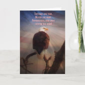 7月の幸せな4日の愛国的なハゲと国旗 カード (正面)