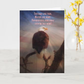 7月の幸せな4日の愛国的なハゲと国旗 カード (黄色い花)