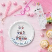 7月の幸せな4日の水の色のカップケーキ ペーパープレート (パーティー)