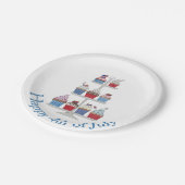 7月の幸せな4日の水の色のカップケーキ ペーパープレート (アングル)