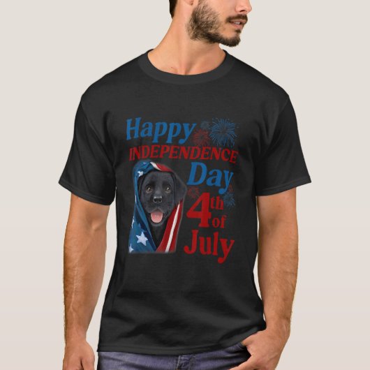 7月の幸せな4日の独立カッコいい日愛国心 Tシャツ (正面)