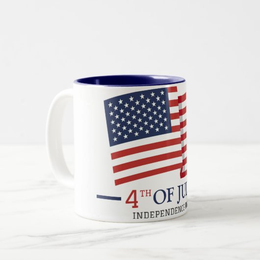 7月の幸せな4日の独立記念日アメリカ国旗 ツートーンマグカップ (正面左)
