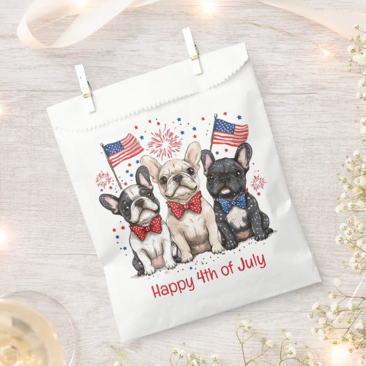 7月の幸せな4日ブルドッグフランスのズ フェイバーバッグ (クリップ留めされた状態)