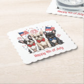 7月の幸せな4日ブルドッグフランスのズ ペーパーコースター (アングル)