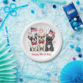 7月の幸せな4日ブルドッグフランスのズ ペーパープレート (パーティー)