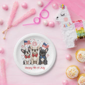 7月の幸せな4日ブルドッグフランスのズ ペーパープレート (パーティー)