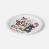 7月の幸せな4日ブルドッグフランスのズ ペーパープレート (アングル)