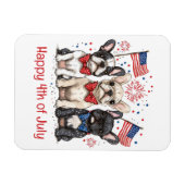 7月の幸せな4日ブルドッグフランスのズ マグネット (横)