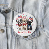 7月の幸せな4日ブルドッグフランスのズ 缶バッジ (インサイチュ)