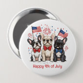 7月の幸せな4日ブルドッグフランスのズ 缶バッジ (正面&裏面)
