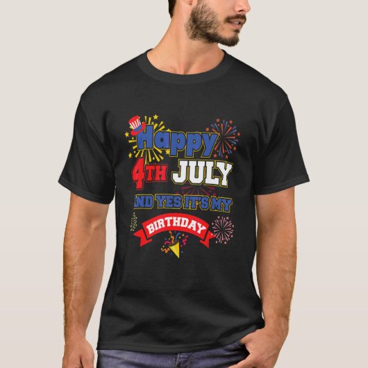 7月の幸せな4日誕生日独立記念日 Tシャツ (正面)