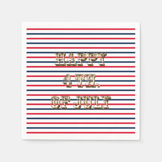 7月の幸せな4日赤白青愛国心ストライプ スタンダードカクテルナプキン (正面)