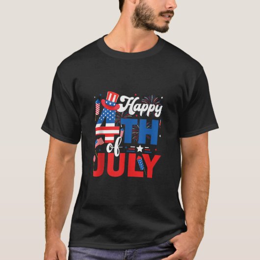 7月の幸せな4番目の愛国的なアメリカ国旗のindepend tシャツ (正面)