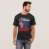 7月の幸せな4番目の愛国的なアメリカ国旗のindepend tシャツ (正面フル)