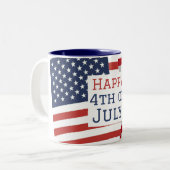 7月の幸せな4thアメリカ独立記念日ギフト ツートーンマグカップ (正面左)