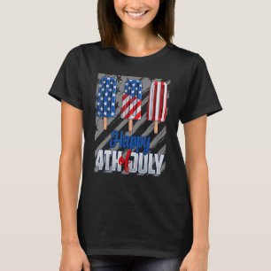 7月の幸せな4thポプシクル赤白青アメリカン tシャツ