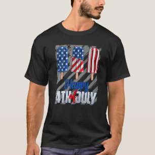 7月の幸せな4thポプシクル赤白青アメリカン tシャツ