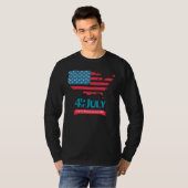 7月の幸せな4thメリカ独立記念日の土地 tシャツ (正面フル)