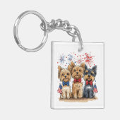 7月の幸せな4thヨークシャーテリアドッグス キーホルダー (正面左)