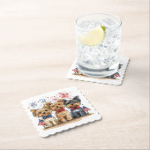 7月の幸せな4thヨークシャーテリアドッグス ペーパーコースター (インサイチュ)