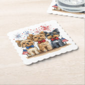 7月の幸せな4thヨークシャーテリアドッグス ペーパーコースター (アングル)