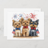 7月の幸せな4thヨークシャーテリアドッグス ポストカード (正面/裏面)