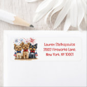 7月の幸せな4thヨークシャーテリアドッグス ラベル (インサイチュ)