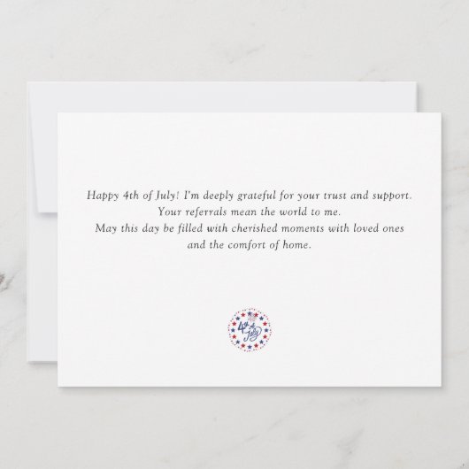 7月の幸せな4th不動産仲介業者クライアントの感謝 サンキューカード (裏面)