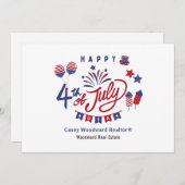 7月の幸せな4th不動産仲介業者クライアントの感謝 サンキューカード (正面/裏面)