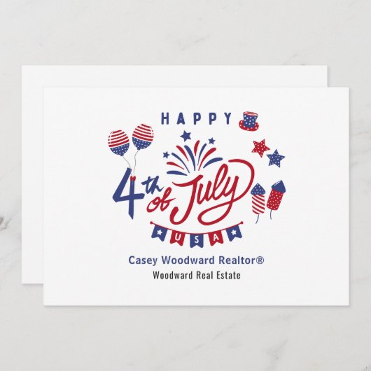 7月の幸せな4th不動産仲介業者クライアントの感謝 サンキューカード (正面/裏面)