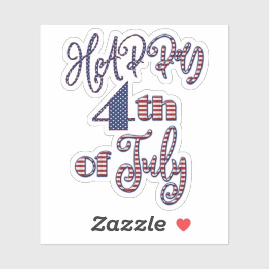 7月の幸せな4th愛国的なスターとストライプ文字 シール (シート)