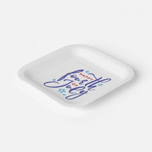 7月の幸せな4th手作りスクリプトw/stars ペーパープレート (傾斜あり)