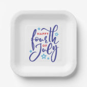 7月の幸せな4th手作りスクリプトw/stars ペーパープレート (正面)